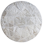 Always custom Runway pattern shown in cream #cowhide #white #rug #circle: 