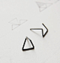 法国设计师Fernanda - AgJc 纯银氧化黑几何镂空极简约耳钉 三角