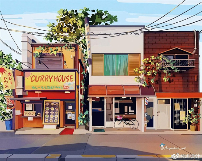插画师 Angela H温馨的路边小店 ...
