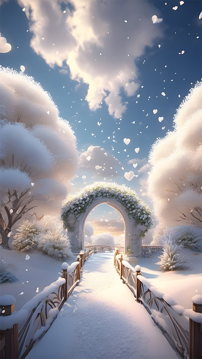 数字艺术冬日雪景背景图片-众图网