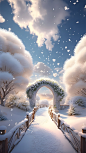数字艺术冬日雪景背景图片-众图网