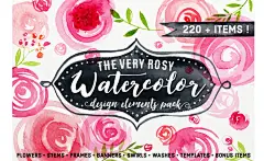 国外免扣PNG水彩情人节玫瑰花字体素材设计贺卡-淘宝网