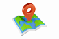 Map with geolocation pin, gps system 3d rendered icon illustration