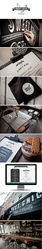 The rustic hand-painted signage is an outstanding touch of the Sweet Chick restaurant identity | #stationary #corporate #design #corporatedesign #identity #branding #marketing  repinned by www.BlickeDeeler.de | Visit our website: www.blickedeeler.de/leist