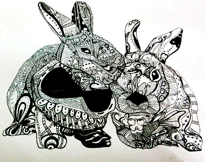 兔子的黑白画