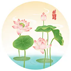 手绘卡通国潮夏天荷花原创插画海报夏天夏日夏季素材下载