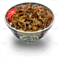 自制玉冬，日本牛肉碗孤立在白色的背景