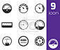 Vector black meter icons set #时钟#