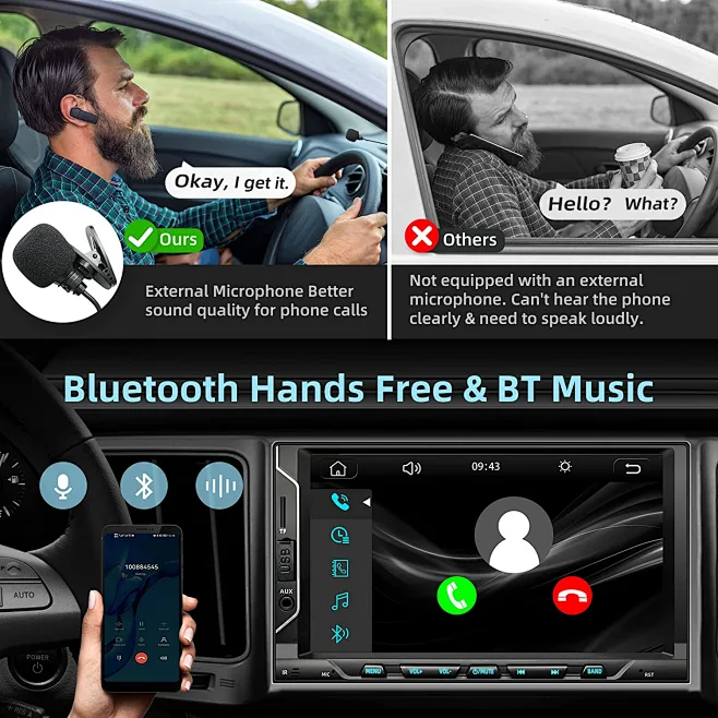 Amazon.com: Double Din Car Stereo Radio with Bluetooth Apple Carplay ...