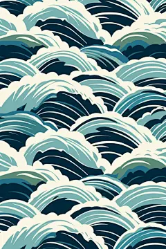 竖版国风浪花花纹纹理元素背景图插画