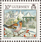 1990年英国格恩西岛(Guernsey)发行的圣诞节——格恩西冬鸟邮票，全套邮票12枚，图案中有13种鸟类-11