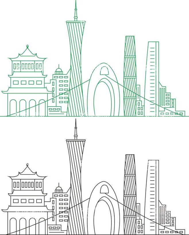 手绘广州塔 - 源文件下载【酷图网】手绘广州塔,广州地标建筑,广州塔图片,简笔画广州塔,猎德大桥,-花瓣网