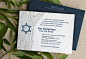 Letterpress Bar Mitzvah Invitation - SAMPLE - Tree of Life with Star of David in silver and blue@北坤人素材
