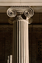 Columns that we see in today's architecture were originated by the ancient Greeks. The three columns are the Doric, Ionic and Corinthian orders. All of the orders have a capital, or top, and a shaft. Although the Doric column does not have a base, or foot