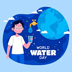 卡通手绘世界水日地球水滴节约用水宣传插画Banner海报ai设计素材-淘宝网