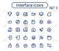简单的小界面线图标设置。圆角迷你矢量图标。像素完美。