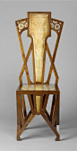 Art Nouveau A. De Vecchi chair - c. 1904 - Mahogany, exotic, wood, painting, oil…: 