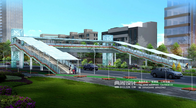 05a5号天桥 人行天桥过街效果图