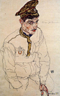 埃贡·席勒(Egon Schiele)高清作品《Russian Prisoner of War (Grigori Kladjishuli)》