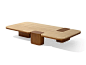 Low rectangular coffee table with wooden base and marble top ERICE XL by Carpanese Home