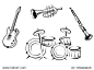 Set of musical instruments in retro style isolated on white background, such logo. Jpeg version also available in gallery