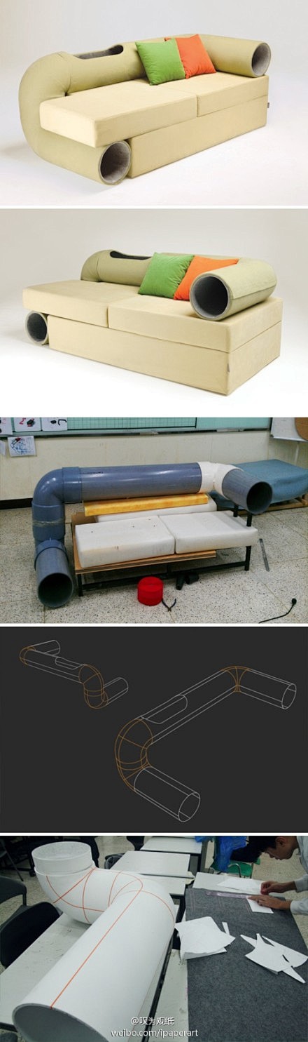 #创意欣赏#猫隧道沙发：韩国家具设计师S...