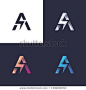 B letter logo with bolt/lightning / electric / power in 4 colors