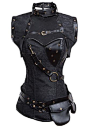 Black Steel Boned Steam High Neck Corset and Jacket