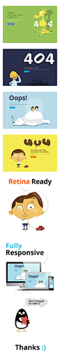 Creative 404 Pages : Responsive animated 404 html pages it’s unique and creative 404 error pages template for your website

Main Features: 

Retina Design
Fully Responsive
Simple animations
Google Font
Full Documentati...