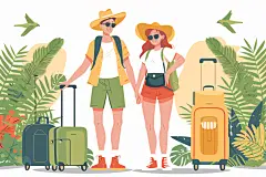 扁平风旅游踏青手绘插画