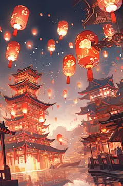 AI数字艺术国庆节建筑漫画扁平风插画