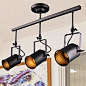 LALUZ Adjustable Track Lighting Kit Industrial Ceiling Spotlight with 3 Heads, A02941, Sources, Black