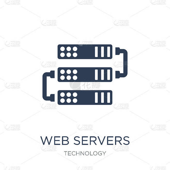 web 服务器图标。时尚平面矢量 web 服务器图标上的白色背景从技术收集, 矢量插图可以用于 We