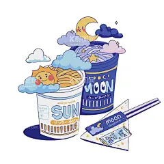 零食小物插画手绘  - 源文件下载【酷图网】手绘,插画,下午茶,零食,奶茶,泡面,可爱的