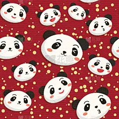 红色,可爱的,熊猫,四方连续纹样,动物头,儿童,舌头,白色,黑色,式样