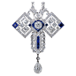 Art Deco Diamond and Sapphire Pendant Necklace