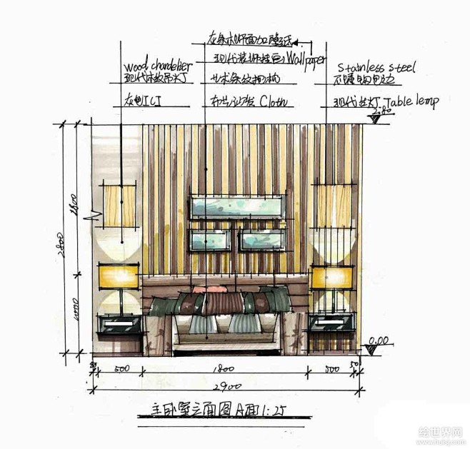 一套手绘室内设计方案