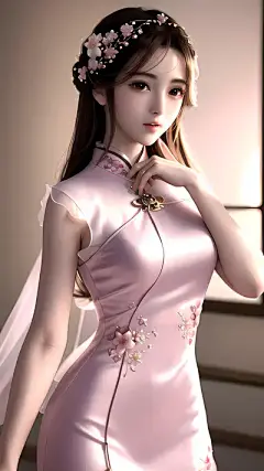 白色梅花旗袍无袖装 | 无界AI