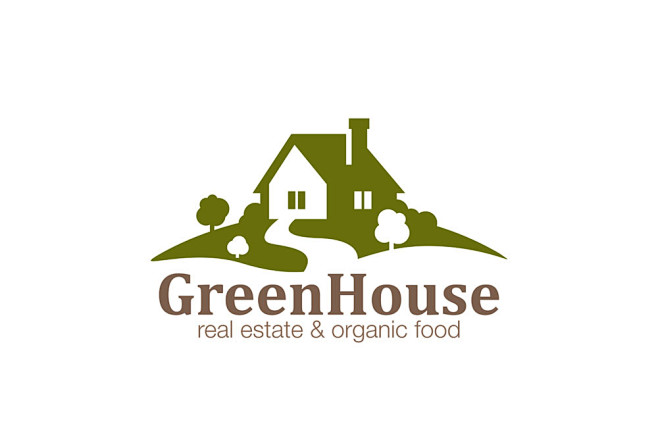 绿色房子logo设计图片