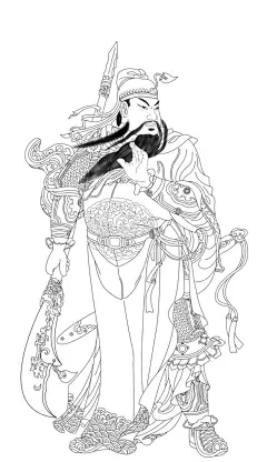 关公李逵白描素材