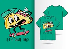 矢量手绘T恤插画卡通可爱时尚女孩独角兽服装印花人物AI设计素材