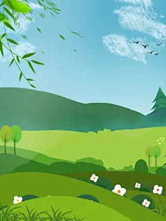 手绘花朵高端创意唯美户外森林背景