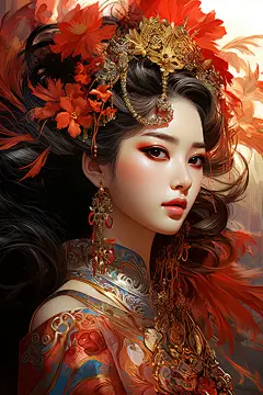 国潮戏曲女孩插画绘画