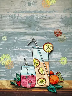创意简约制单插画夏季果汁饮料海报背景
