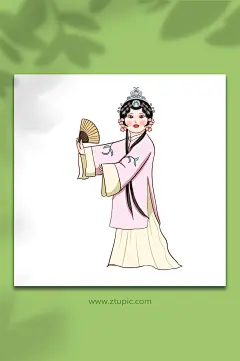 京剧戏曲花旦人物插画元素-众图网