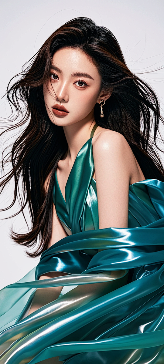 女，精致的五官，艺术感，皮肤白皙，顶级时尚杂志大片构图，光线跟踪，光影，层次感，立体感，最佳质量，前景虚化，8K，丰富的色彩，流体背景，全身 ...