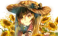 P站 二次元 插画 少女 头像 原创 壁纸 初音未来 VOCALOID 金色 阳光 向日葵 id=53050903