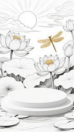 展台，场景，电商背景，线条花卉，矢量，竖屏，zxs (4)