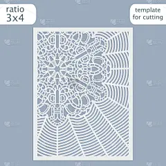 激光切割婚礼请柬模板。剪出带花边图案的纸卡。贺卡模板切割绘图仪。向量。