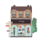 Shopping Street by Kübra Aslan, vintage, illustration,flat,street,fashion